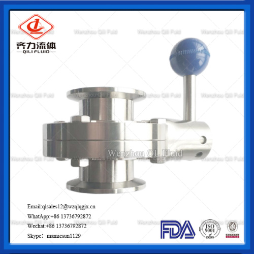 Manual Stainless Steel TC dikepit Butterfly Valve