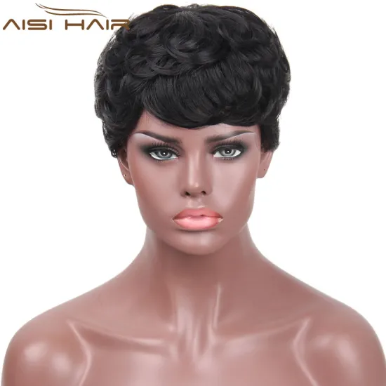 Aisi Hair Cheap Price Short Synthetic Woman Wig , Short Hairstyles For Black Women , Pixie Cut Wig