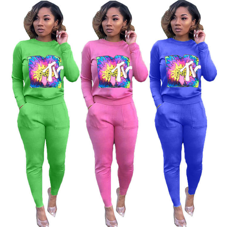 Lady Hooded Long Sleeve Casual Women Sweatsuit Set