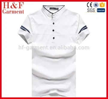 White color chinese collar men's t-shirt