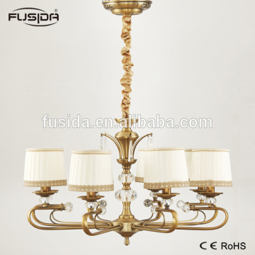 American Design Luxurious Chandelier Pendant Lighting with Crystal and Fabric Lampshade for Decoration