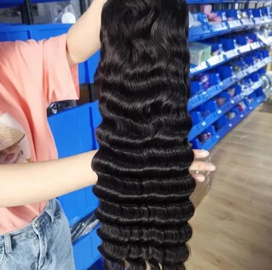 Wholesale price 13x4 HD Lace Front Wig deep wave real Human Hair For Black Woman Pre Plucked Brazilian Indian hair