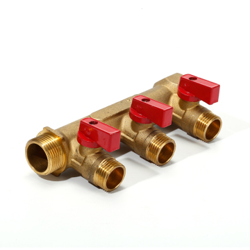 Wholesale Quality Straight-Through 2 to 6-Way Brass Water Manifold with Valve, 3/4''