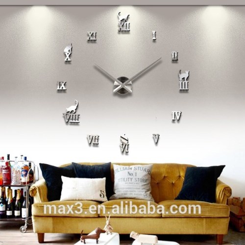 Metal Round Wall Clock Mirror Wall Sticker Clock World Time Zones Clock For Home