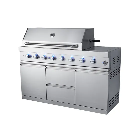 Stainless Steel Outdoor Kitchen Units: Modern BBQ Gas Grill & Commercial Island Designs
