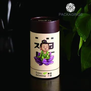 Custom logo print round cap tea storage box