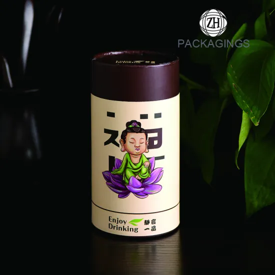Custom logo print round cap tea storage box