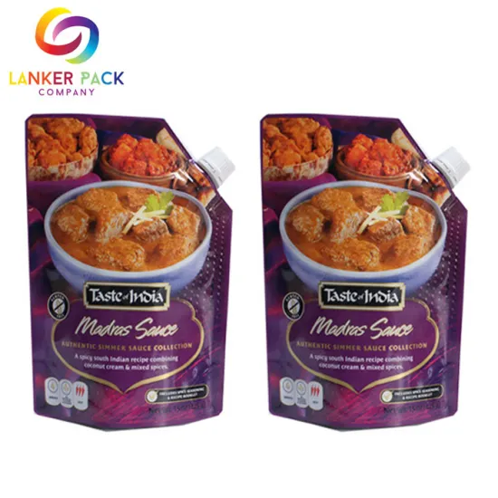 Custom Printed Doypack Sauce Plastic Packaging With Spout