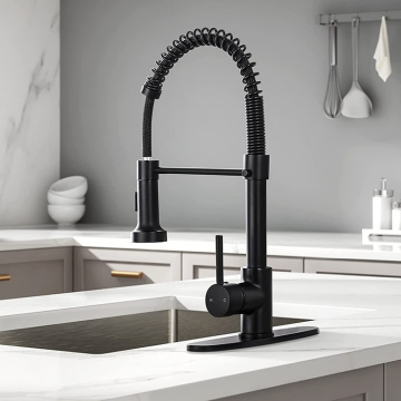 One Handle Black Widespread kitchen Spring Faucet