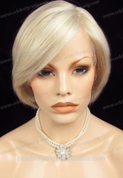 Beautiful light blonde short hair synthetic lace front wigs