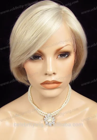 Beautiful light blonde short hair synthetic lace front wigs