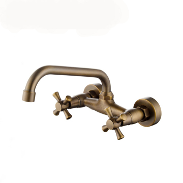 Perunggu dapur dapur yang dipasang di dinding dapur faucet mixer tap