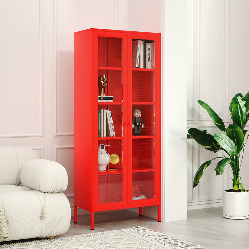 Storage Cabinet with Tempered Glass Display Cabinet