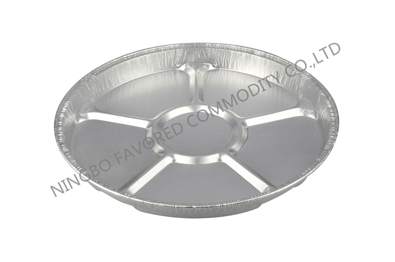 Aluminum foil container 15" 5 compart round tray