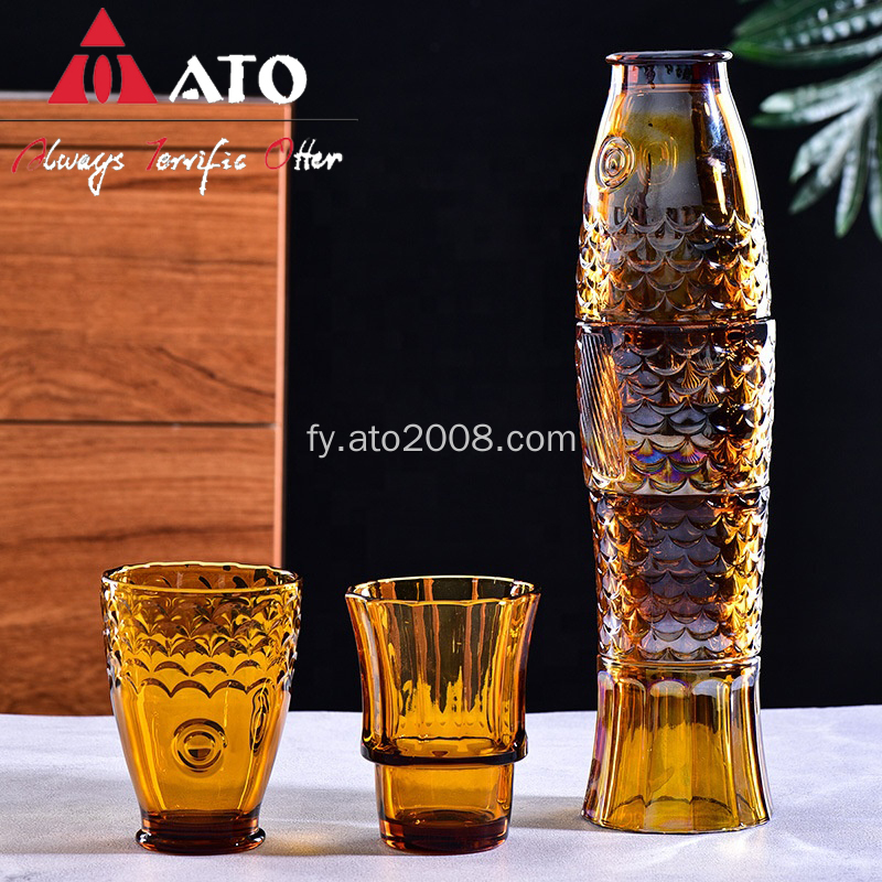 Amber Fish Shape Water Juice Glass Cup Set