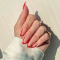 Double French Solid color Almond false nails