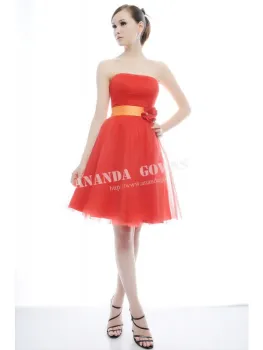 Tailor Made Flower Trimmed Tulle Bridesmaid Dress New Party Gowns
