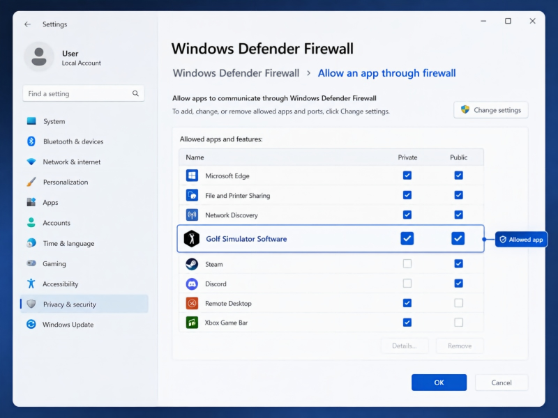 Windows Firewall Settings for Simulator Software