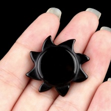 Black Obsidian 28MM Sun Ornament for Home Decoration Handmade Craved Stone Solar