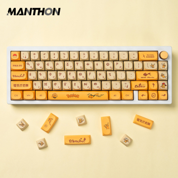 129 toetsen Pikachu Kawaii Cartoon PBT Sublimation Shading Keycaps voor MX mechanisch toetsenbord