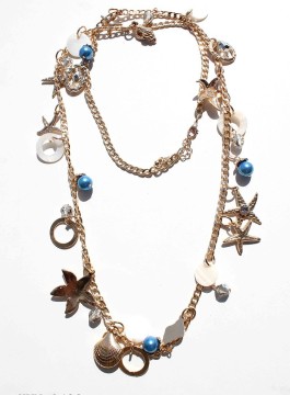 Fashion Necklace, Abalone Shells Pearls Sea Stars Charms Marine Jewelry PT10074 New Crystal Fashion Necklace