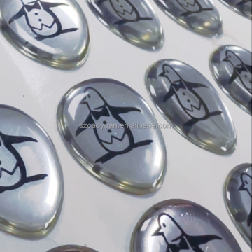 Custom High Adhesive Crystal Dome 3D Epoxy Stickers: Silver Chrome Car Emblems, Badges, and Logos with Glue Backing