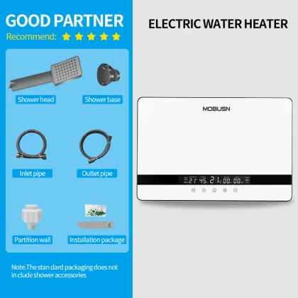 White and Black Wall-Mounted Water Heater with Big Display for Constant Temperature Hot Water