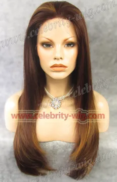 Brown Blonde mixed Long Straight Aishwayra Rai Synthetic Lace Front Wig
