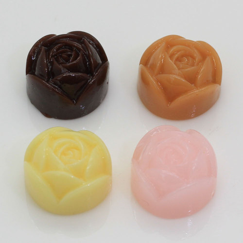 100pcs Rose shaped Resin Cabochon Candy Beads Handmade Craftwork Decor Charms Children Jewelry Ornament Shop