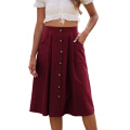 Women's Polka Dot Midi Skirts Casual with Pockets
