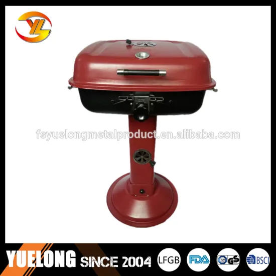 Red Standing Charcoal Barbecue Grill, Vetical Outdoor Charcoal Barbeque Grill, BBQ Grill
