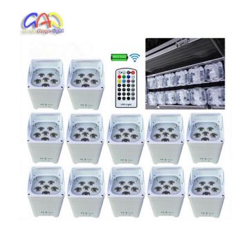 Wireless Remote Control PAR Can 6PCS 18W RGBWA UV Mini Projector Battery Power LED Slim PAR