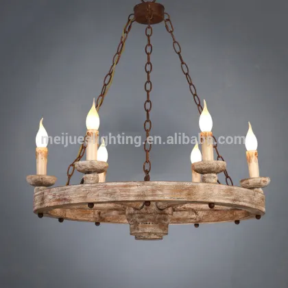 6-lites American style hotel wood chandelier