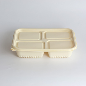 Corn Starch Biodegradable Lunch Box - Safe and Stackable for Fried Egg and Sausages
