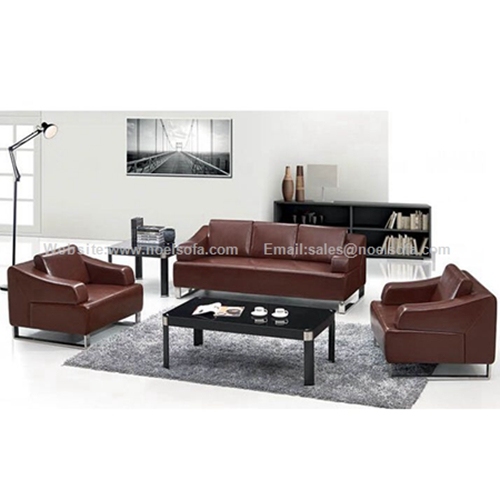 BROWN LEATHER OFFICE SOFA