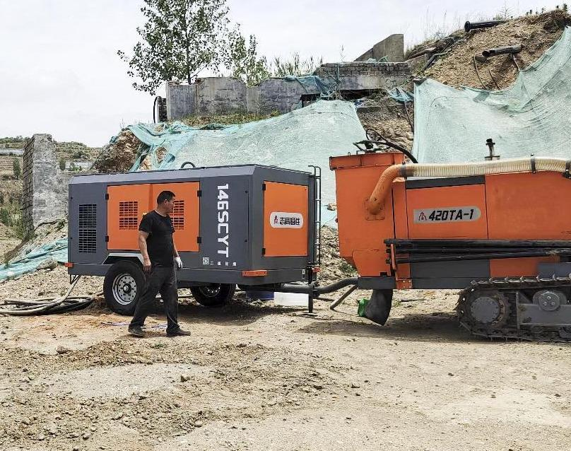 Well Diesel engine screw compressors for road construction