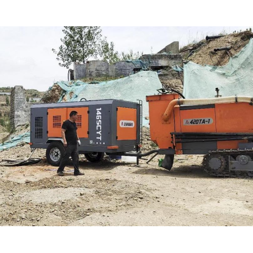 Well Diesel engine screw compressors for road construction