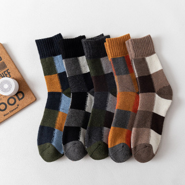 Wholesale Thick Warm Thermal Terry Socks - Plaid Men's Socks