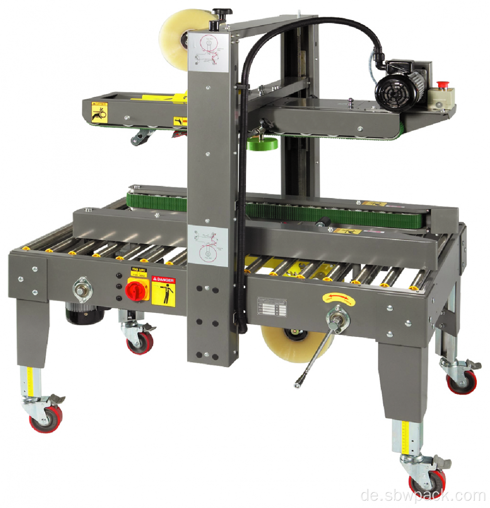 Kartonversiegelung mit oberer und Seitengürtelgetrieben