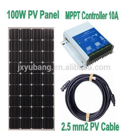 100W solar panel+10A MPPT Solar charge controller+pv cable