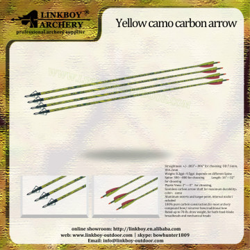 Factory wholesale linkboy Yellow camo carbon arrow for hunting and archery