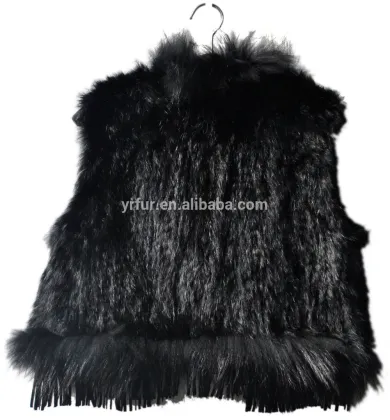 YR079 Top Quality Fashion Child's Rabbit and Raccoon Fur Vest/Cute Little Girl Fur Vest