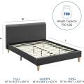 Soporte de la cama con plataforma tapizada de la cama con soporte de madera de madera