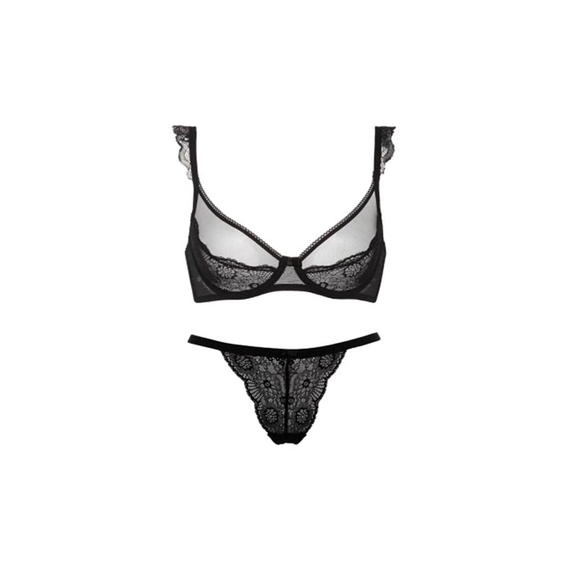 Black Transparent Bra Set