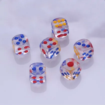 10PCS/Lot 6 Sided Portable Table Games Dice 14MM Multicolor Acrylic Round Corner Dice Board Game Dice Party Gambling Game Dice