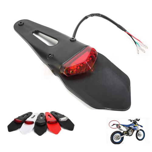 હોન્ડા યામાહા કસ્ટમ -ફ-રોડ મોટરસાયકલ માટે 12 વી યુનિવર્સલ રીઅર ફેંડર કૌંસ માઉન્ટ એલઇડી પૂંછડી લાઇટ બ્રેક લેમ્પ લાઇટ્સ