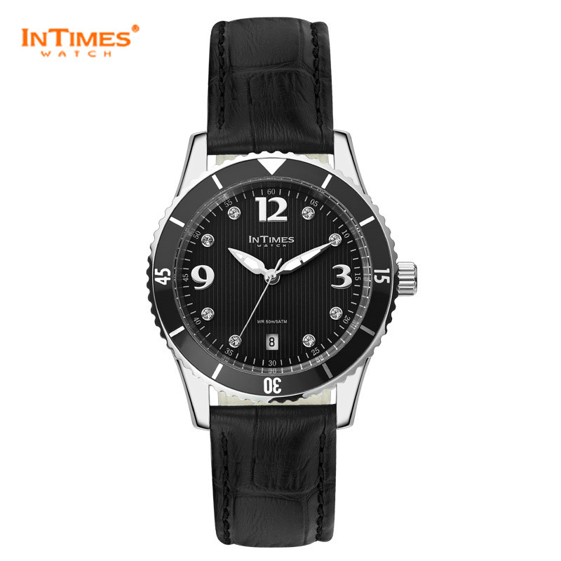 Intimes Custom Watches It-1052L, Stainless Steel Case Swarov Crystal Watch, Japan Citizen Movement 50m Waterproof Quartz Watch
