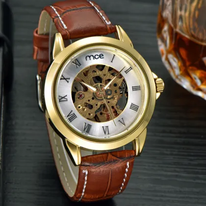 Shenzhen Watch Factory Gold Skeleton Watch for Men