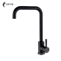 304 Stainless Steel Black Kitchen Sink Faucet with 360-degree Rotation and Single Handle for Hot and Cold Water