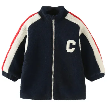 Girls' wool coat thickened leisure coat in autumn and winter